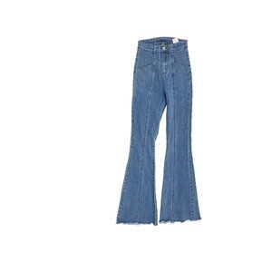 Shein Flare Raw Hem Women's size 2 Medium Blue Denim Jeans
